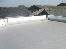 1. 金属防水屋根レインボウルーフで、平らな陸屋根を葺いています。